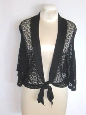 Creation Crochet Knit Cardigan With Tie Front